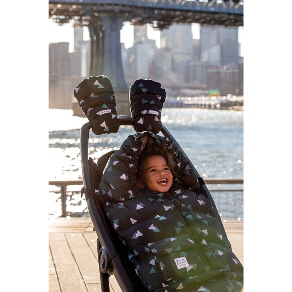 7AM Enfant Stroller Footmuff Blanket 212 Evolution, Aqua Triangles, Cotton - Picture 6 of 7